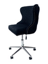 Carvello Napier Black Premium Upholstered Velvet Office Chair Tufted Back with Lion Head Knocker