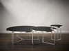 Gillmore Space Finn Large Circular Coffee Table Black Glass Top & Polished Chrome Frame
