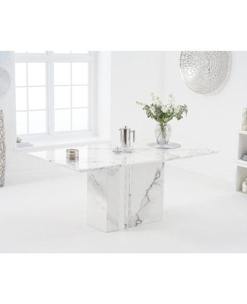 Alice 180cm Ivory White Marble Dining Table