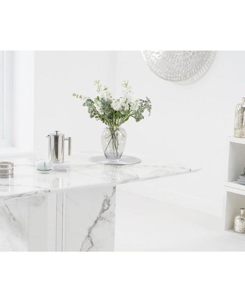 Alice 180cm Ivory White Marble Dining Table