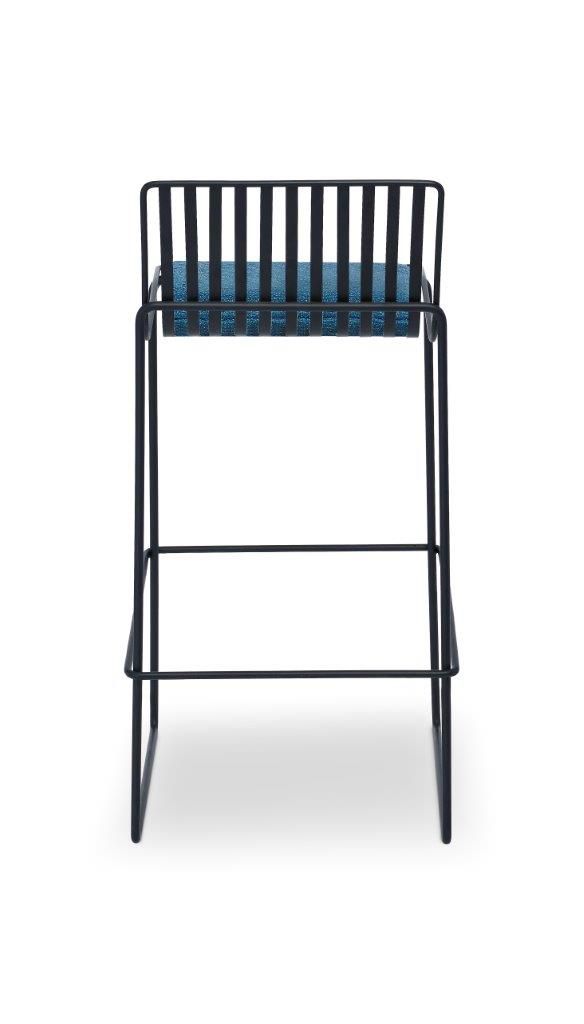 Gillmore Space Finn Bar Stool Admiral Blue Upholstered & Black Frame
