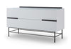 Gillmore Space Alberto Two Drawer Low Sideboard White With Dark Chrome Accent
