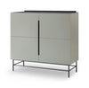 Gillmore Space Alberto Two Door High Sideboard Grey With Dark Chrome Accent