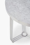 Gillmore Space Finn Circular Side Table Pale Stone Top & Polished Chrome Frame