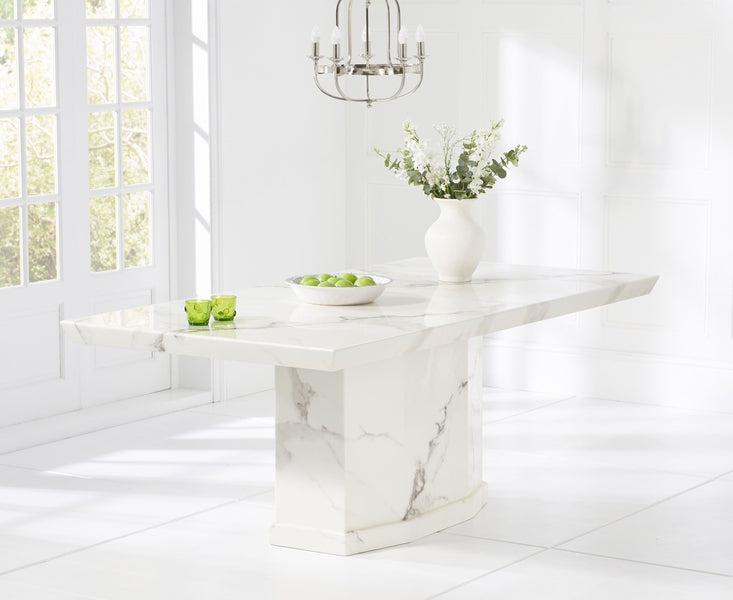 Como 160cm Ivory White Marble Dining Table