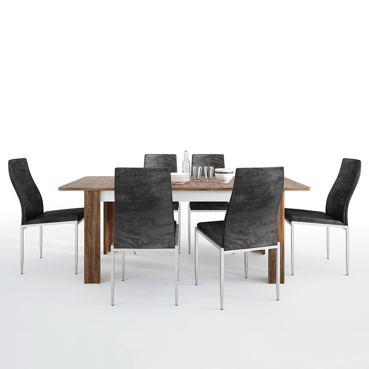 Axton Fordham Extending Dining Table + 6 Milan High Back Chair Black