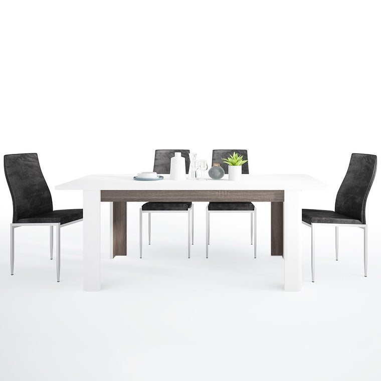 Axton Norwood Living Extending Dining Table + 4 Milan High Back Chair Black