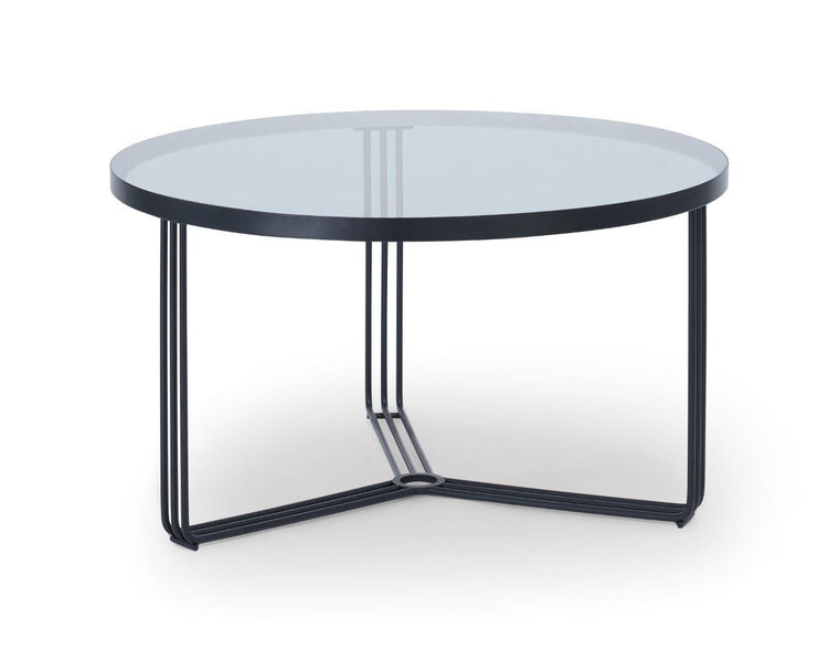 Gillmore Space Finn Small Circular Coffee Table Smoked Glass Top & Black Frame
