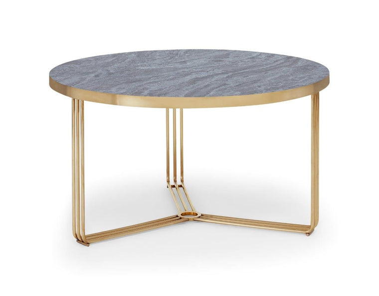 Gillmore Space Finn Small Circular Coffee Table Dark Oak Top & Brass Frame