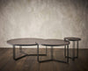 Gillmore Space Finn Large Circular Coffee Table Dark Oak Top & Black Frame