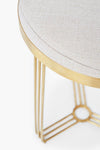 Gillmore Space Finn Circular Side Table or Stool Natural Upholstered & Brass Frame