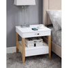Jual Furnishings San Francisco Smart Charging Bedside/Lamp Table (White/Oak) (Clearance)