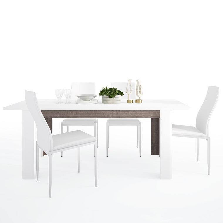 Axton Norwood Living Extending Dining Table +  6 Milan High Back Chair White