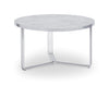 Gillmore Space Finn Small Circular Coffee Table Pale Stone Top & Polished Chrome Frame