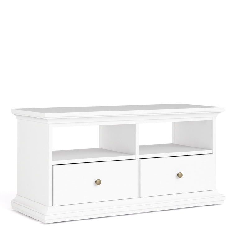 Axton Westchester TV Unit - 2 Shelves 2 Drawers in White