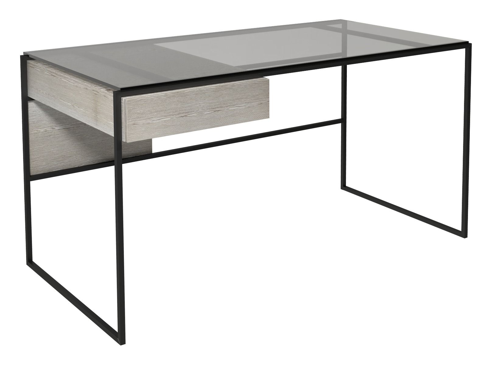 Clear glass online desk with drawers