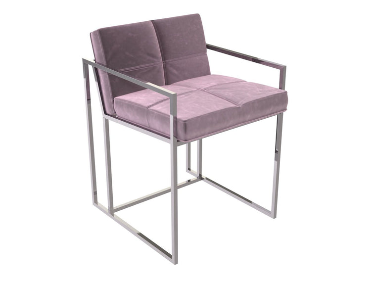 Gillmore Federico Blush Pink Velvet & Polished Frame Dining Chair
