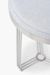 Gillmore Space Finn Circular Side Table Or Stool Silver Upholstered & Polished Chrome Frame