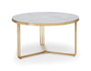 Gillmore Space Finn Small Circular Coffee Table Pale Stone Top & Brass Frame