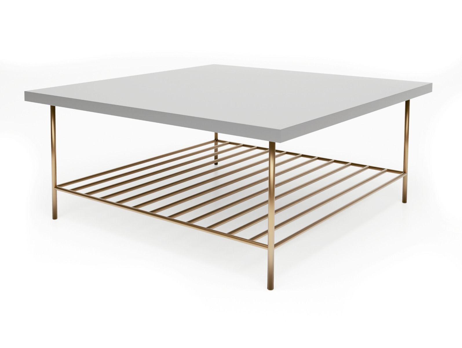 Gillmore Space Alberto Square Coffee Table Grey With Brass Accent