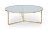 Gillmore Space Finn Large Circular Coffee Table Smoked Glass Top & Brass Frame