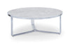Gillmore Space Finn Large Circular Coffee Table Pale Stone Top & Polished Chrome Frame