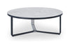 Gillmore Space Finn Large Circular Coffee Table Pale Stone Top & Black Frame