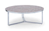 Gillmore Space Finn Large Circular Coffee Table Dark Stone Top & Polished Chrome Frame