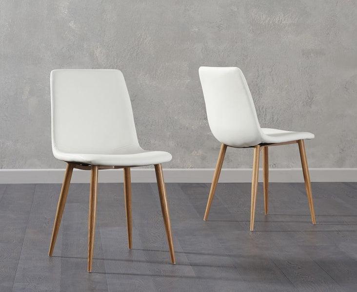 Hatfield Cream Faux Leather Wooden Leg Dining Chairs (Pairs)