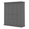 Axton Westchester Wardrobe with 4 Doors and 2 Drawers In Matt Grey