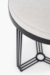 Gillmore Space Finn Circular Side Table Or Stool Silver Upholstered & Black Frame