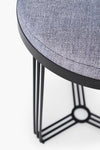 Gillmore Space Finn Circular Side Table Or Stool Pewter Grey Upholstered & Black Frame