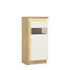 Axton Woodlawn Narrow Display Cabinet (RHD) 123.6cm High In Riviera Oak/White High Gloss