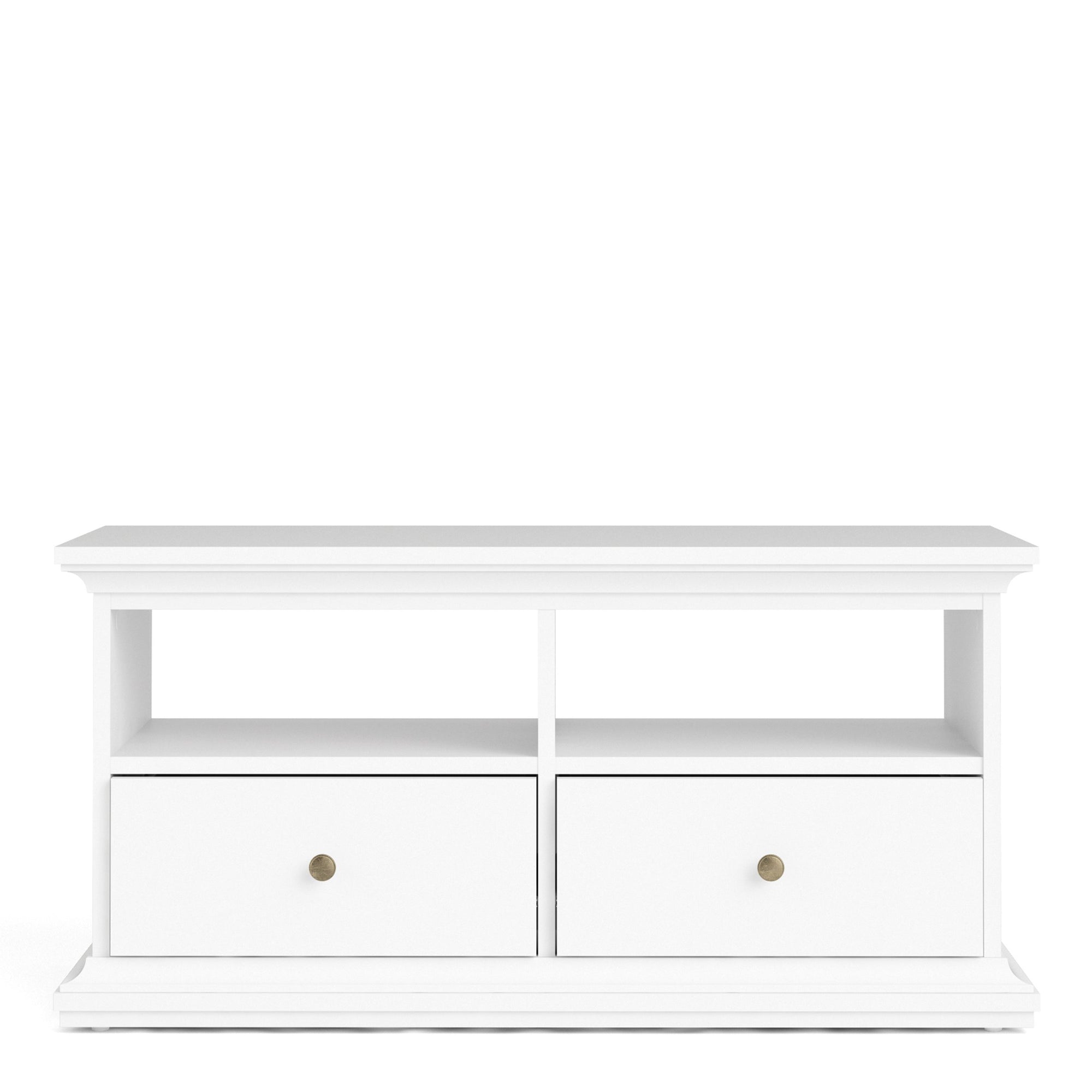 Axton Westchester TV Unit - 2 Shelves 2 Drawers in White