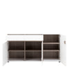 Axton Norwood Living 3 Door Glazed Sideboard In White With A Truffle Oak Trim