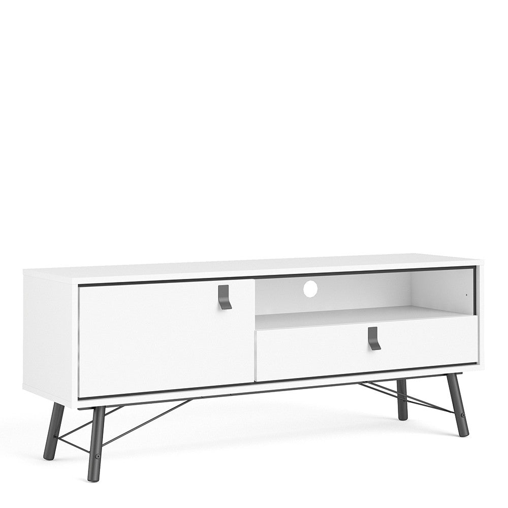 Axton Longwood TV-Unit 1 Door + 1 Drawer In Matt White