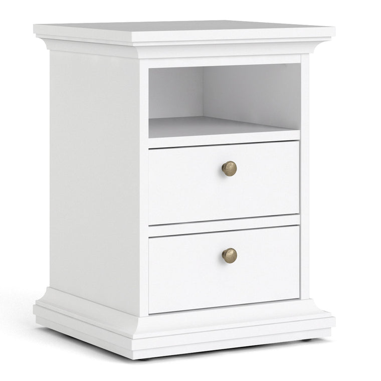 Axton Westchester Bedside 2 Drawers In White