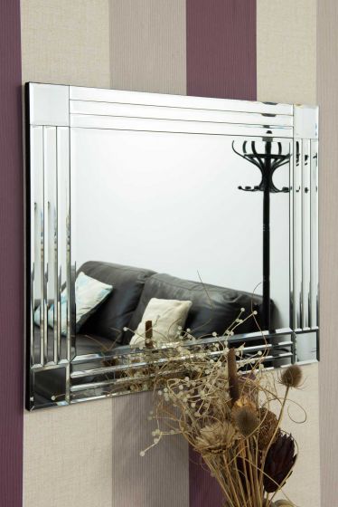 Carrington All Glass Bevelled Square Corner Mirror 68 x 58 CM