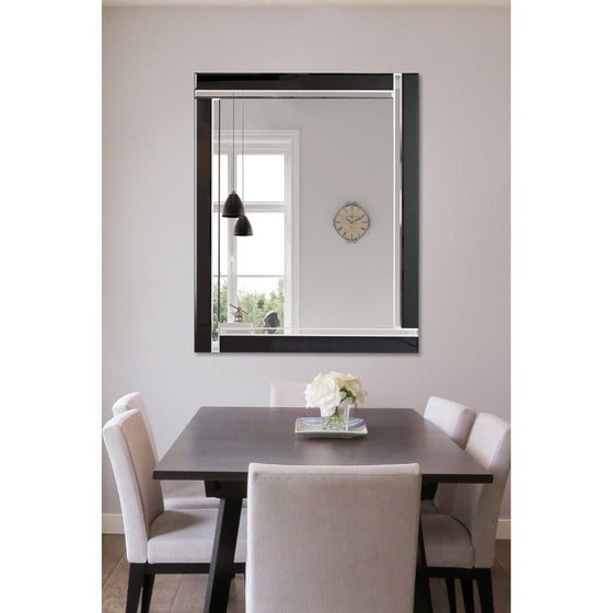 Carrington Large Black Double Bevelled All Glass Mirror 144 x 115.5CM
